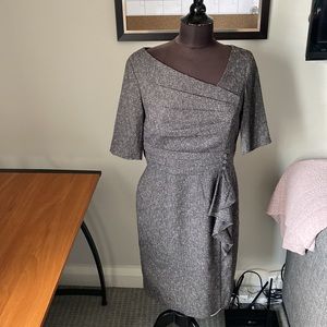 WHBM Asymmetrical Gray Tweed Sheath Dress